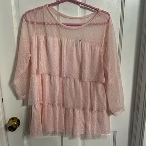 Sheer pink polka dot lane Bryant blouse size 14/16 new without tag